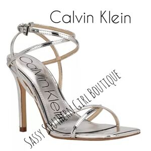 ⭐🆕 CALVIN KLEIN silver metallic strappy sandals